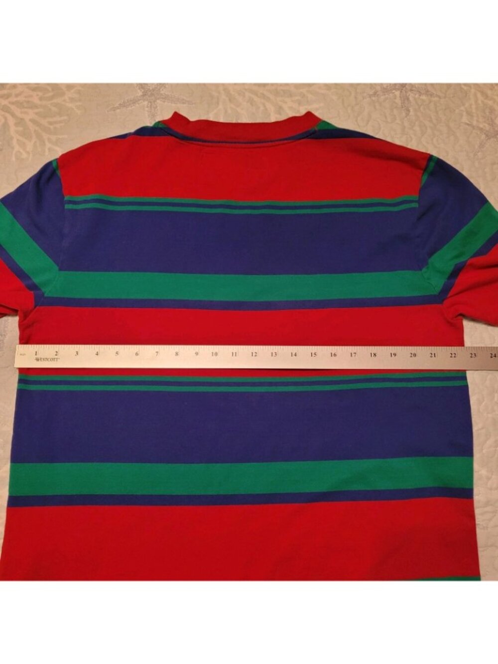 GUESS Originals Striped T-Shirt Men's Medium Red Green Blue American Tradition - Picture 7 of 10